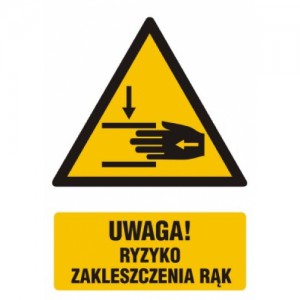 Znak Uwaga ryzyko zakleszczenia rąk