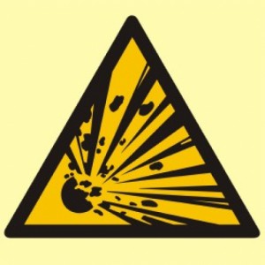 Znak Niebezpieczeństwo wybuchu - materiały wybuchowe