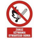 Znak Zakaz używania otwartego ognia
